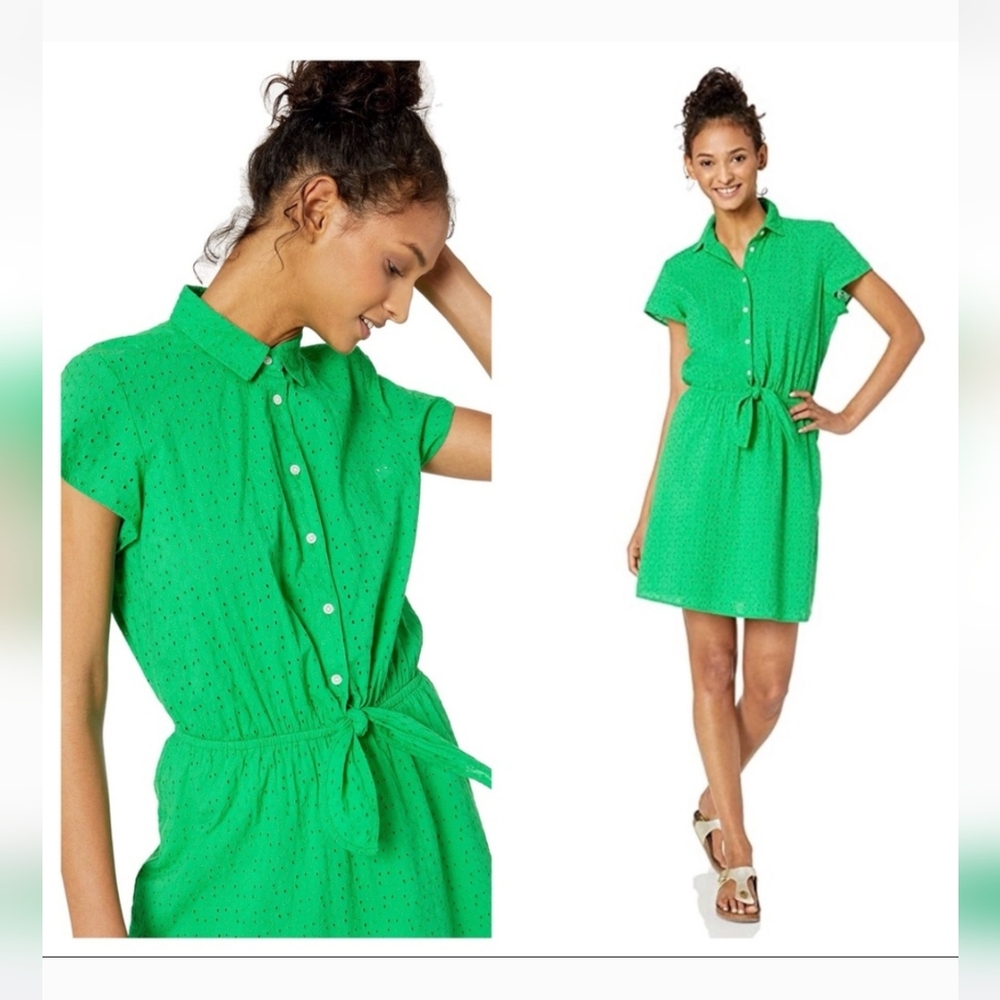 J.Crew Green Button-Up Shirt Dress
